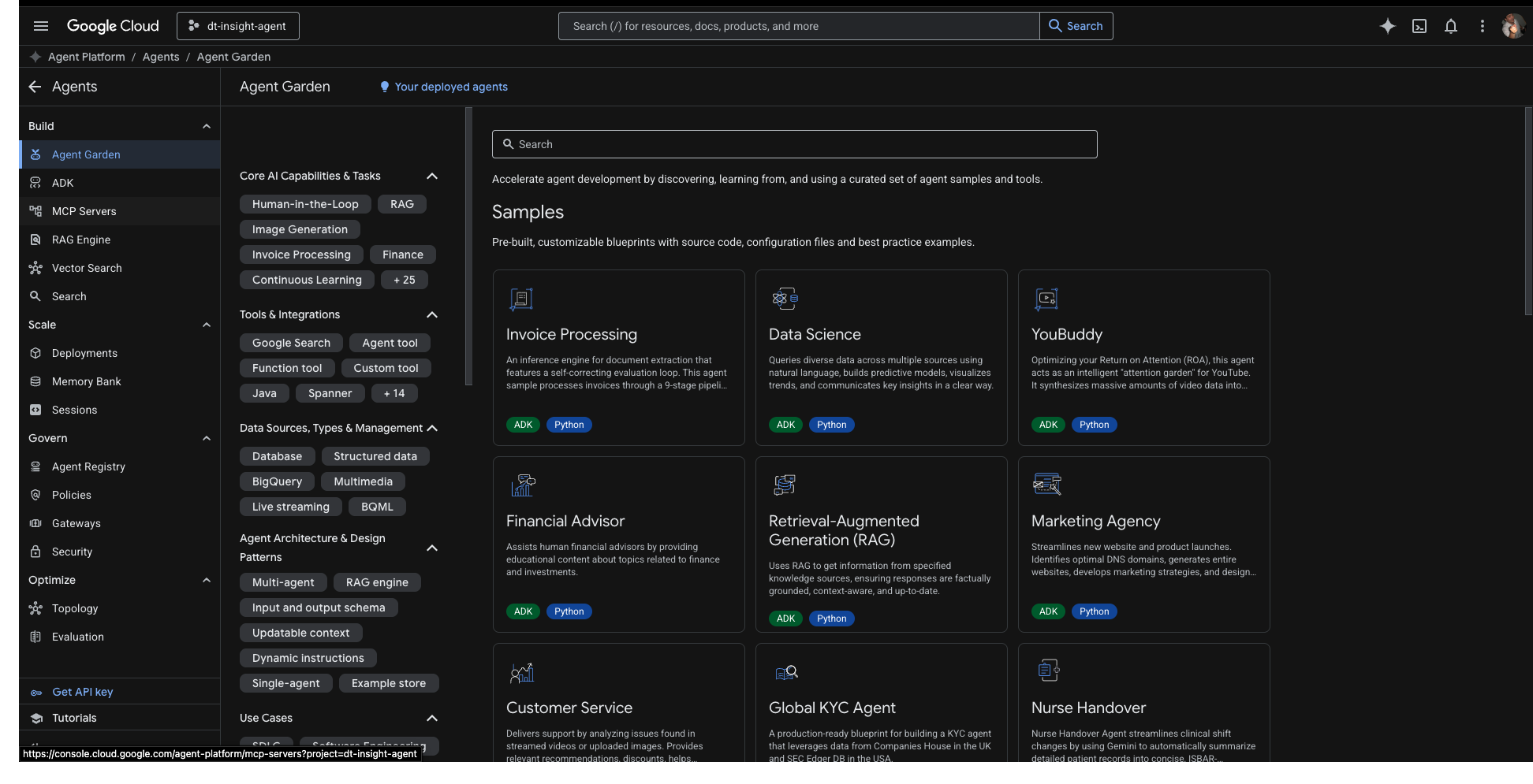 Vertex AI Agent Platform — Agent Garden, MCP Servers, RAG Engine