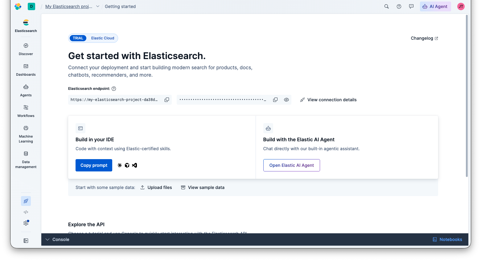 Elastic Serverless instance live in dashboard